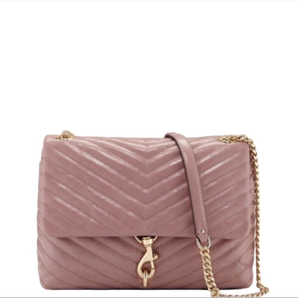 Rebecca Minkoff Edie Quilted Leather Flap Shoulder Bag in Mauve